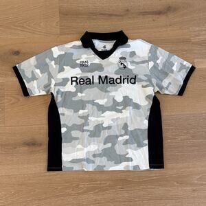 Aeropostale Men's Real Madrid Camo V Neck Soccer Top Size L Gray White Black